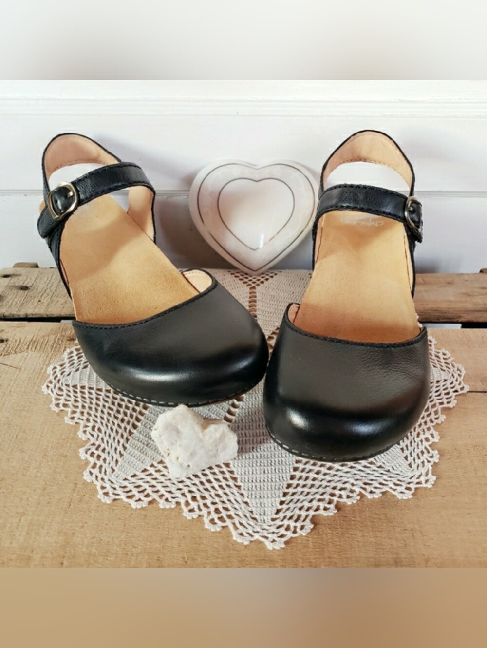Black Dansko Tiffani Strappy Clog Sandal MaryJane Burnished Strap Buckle Boho ♡ - Picture 4 of 10